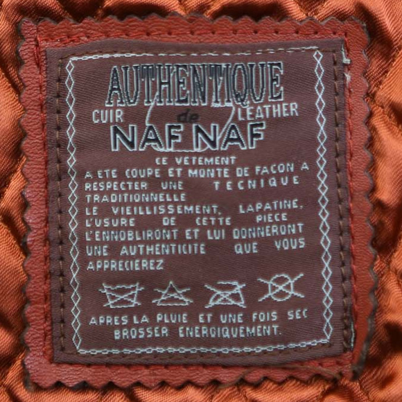 NAF NAF France Men's Leather Jacket VTG L RARE - Picture 7 of 8